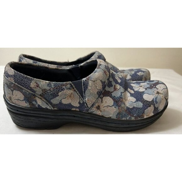 Klogs Blue Floral Leather Slip On Shoes Size 6 Comfortable - Picture 4 of 6